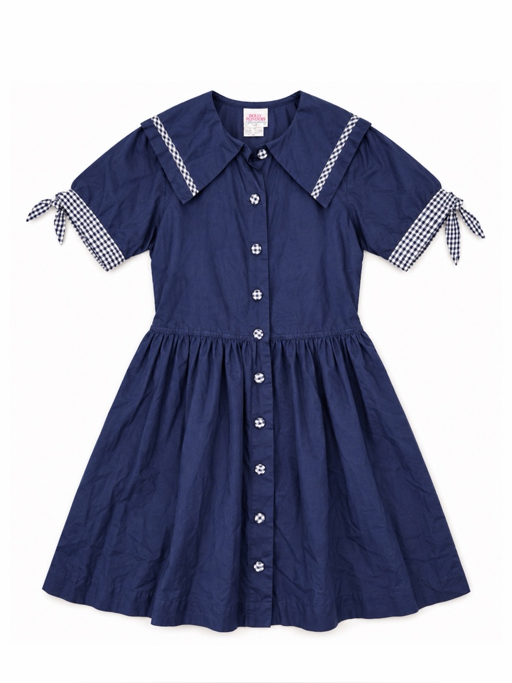 Polly Flinders Vintage 80s Sailor Gingham Navy Dress